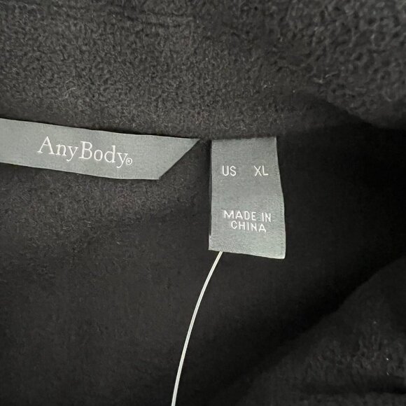 Anybody Sweater Shacket ~ XL Lounge Polar Fleece Button Front Black A553804 - Picture 4 of 8